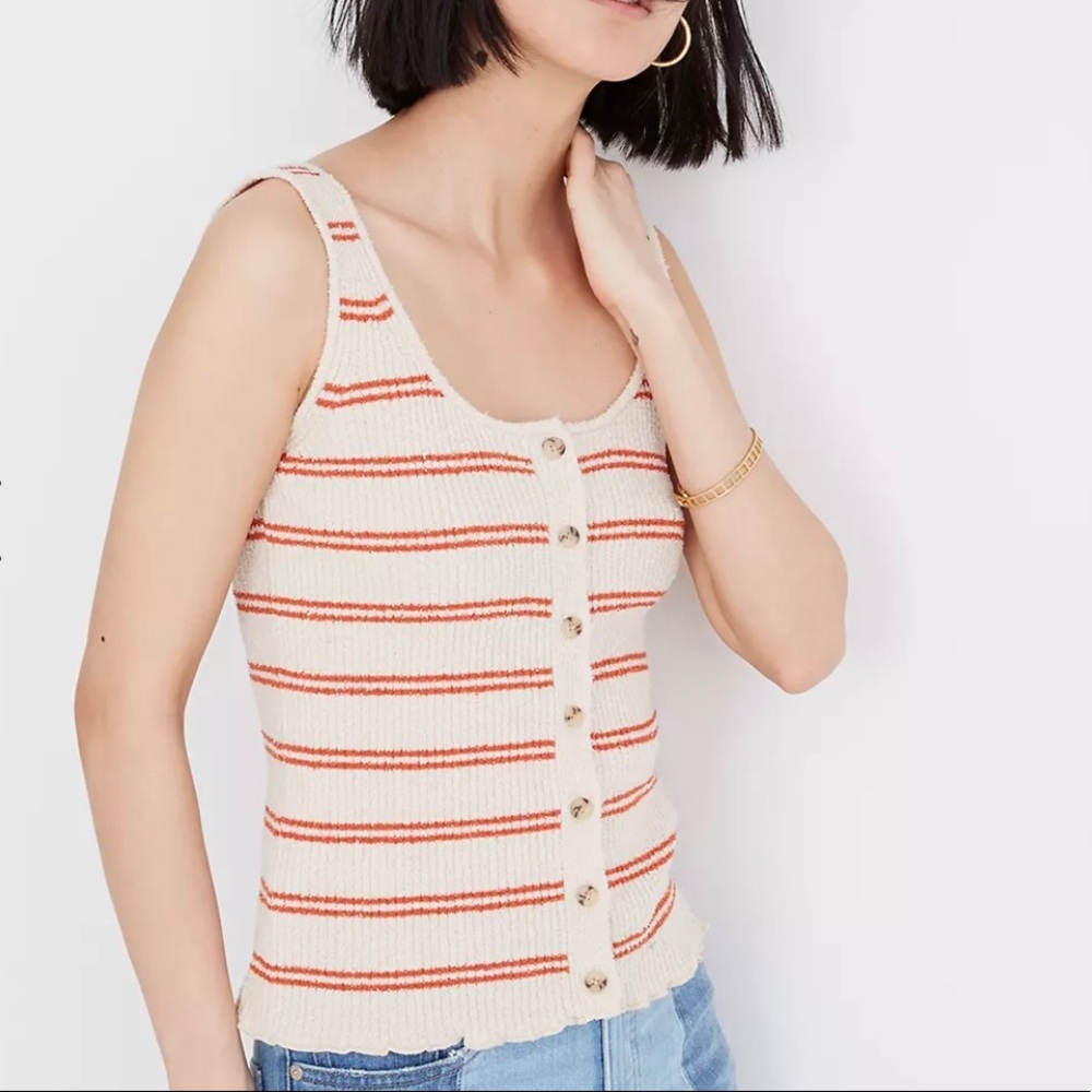 NWOT Madewell Kingston Button-Front Sweater Tank in Stripe